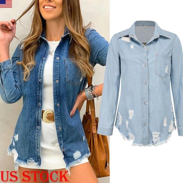 women's jackets women lady denim jacket jeans casual ripped button coat plus size s-xl, Black;brown
women's jackets women lady denim jacket jeans casual ripped button coat plus size s-xl, Black;brown