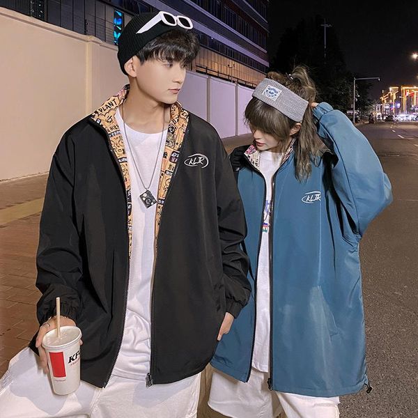 men's jackets 2021 hong kong style couple graffiti print all-match casual double-sided jacket for men, Black;brown
men's jackets 2021 hong kong style couple graffiti print all-match casual double-sided jacket for men, Black;brown