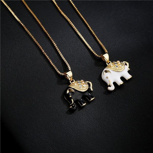 chains black and white oily elephant gold-plated pendant necklace for women cute animal mascot gift, Silver
chains black and white oily elephant gold-plated pendant necklace for women cute animal mascot gift, Silver