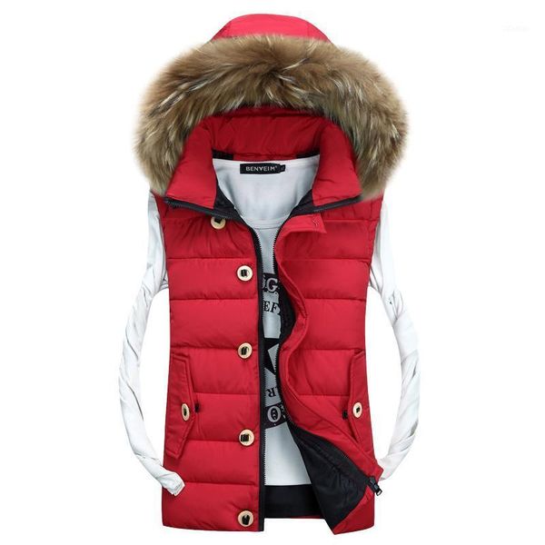 men's vests 2021 autumn winter thick vest faux fur collar hooded puffy waistcoat korean stylish lovers casual warm sleeveless jackets, Black;white
men's vests 2021 autumn winter thick vest faux fur collar hooded puffy waistcoat korean stylish lovers casual warm sleeveless jackets, Black;white