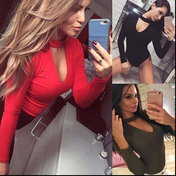 long sleeve bodysuit choker womens rompers deep v neck bodycon body suit one piece fitness overalls mujer, Black;white
long sleeve bodysuit choker womens rompers deep v neck bodycon body suit one piece fitness overalls mujer, Black;white