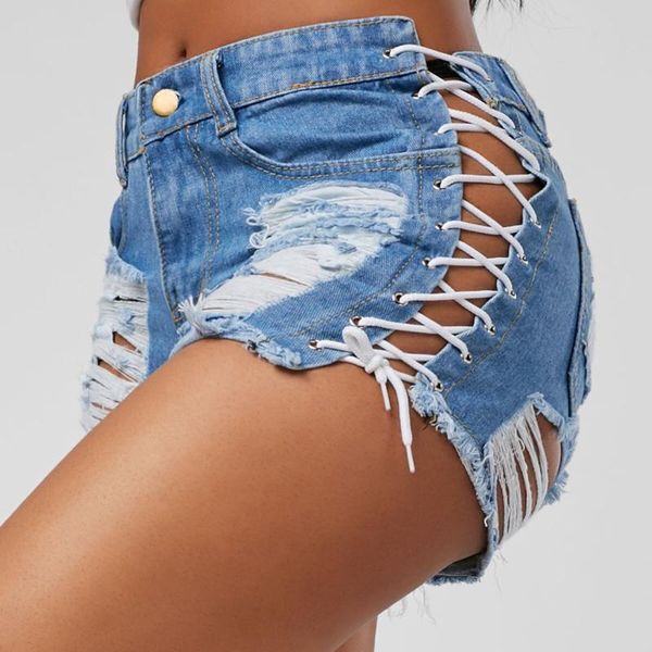 women's jeans women denim shorts cross-tying low waist ladies skinny summer cut off holes, Blue
women's jeans women denim shorts cross-tying low waist ladies skinny summer cut off holes, Blue