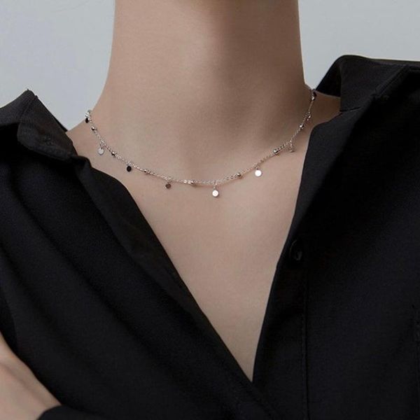 chains small round piece stainless steel pendant necklace bead fashion simple temperament ladies party jewelry gifts, Silver
chains small round piece stainless steel pendant necklace bead fashion simple temperament ladies party jewelry gifts, Silver