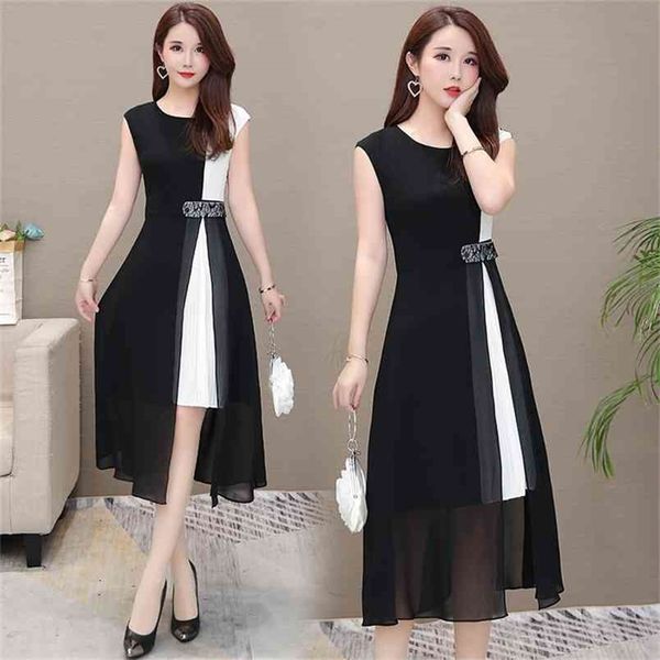 l-5xl summer dot print chiffon dress women plus size sleeveless o-neck dresses vintage office elegant party vestidos mujer 210513, Black;gray
l-5xl summer dot print chiffon dress women plus size sleeveless o-neck dresses vintage office elegant party vestidos mujer 210513, Black;gray