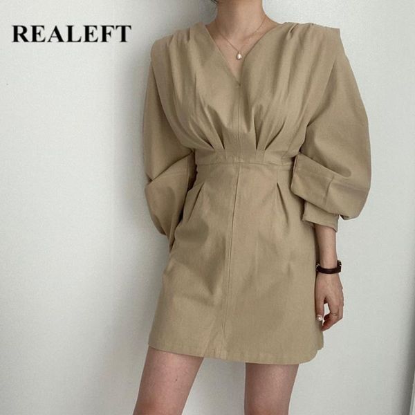autumn korean style women mini dresses lantern sleeve deep v-neck elegant dress high waist female chic casual, Black;gray
autumn korean style women mini dresses lantern sleeve deep v-neck elegant dress high waist female chic casual, Black;gray