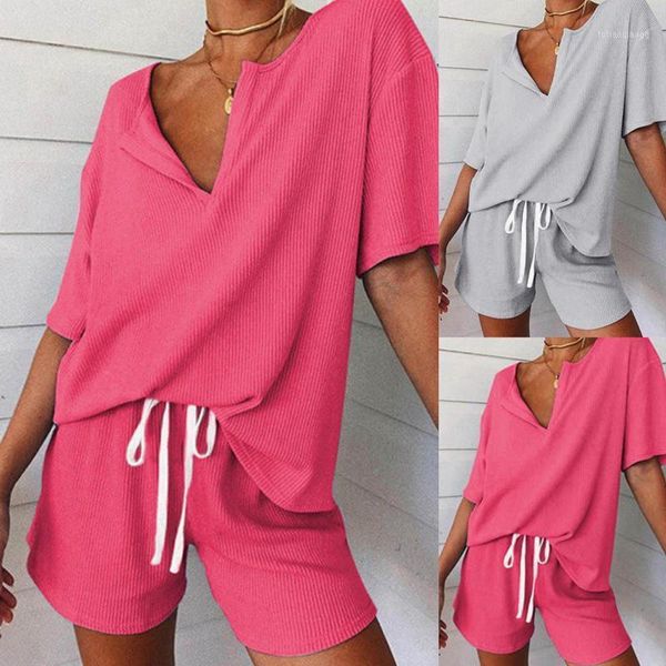 women's tracksuits 2021 fashion women pajamas casual solid short sleeve v-neck tracksuit nightwear shorts sleepwear set home suit for c, Gray
women's tracksuits 2021 fashion women pajamas casual solid short sleeve v-neck tracksuit nightwear shorts sleepwear set home suit for c, Gray