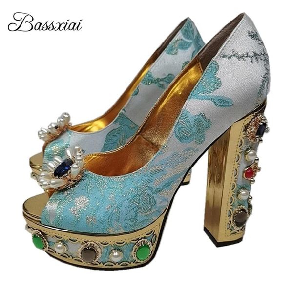 dress shoes beaded rivet pearl plarform party woman chunky heel peep toe luxury embroidery satin rhinestone women pumps, Black
dress shoes beaded rivet pearl plarform party woman chunky heel peep toe luxury embroidery satin rhinestone women pumps, Black