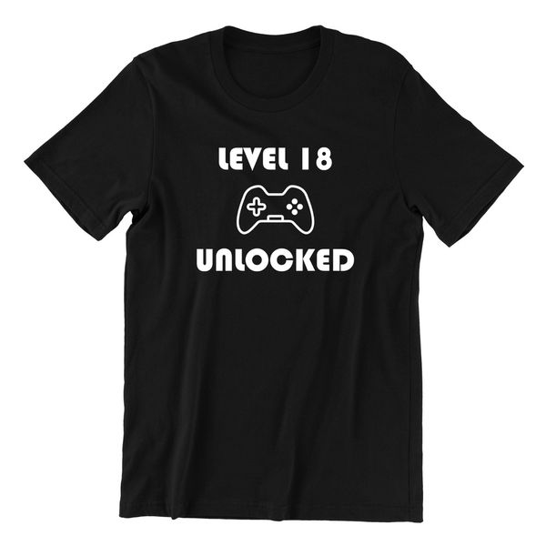 level 18 unlocked gamer - 18th birthday - t shirt slogan console controller pc, White;black
level 18 unlocked gamer - 18th birthday - t shirt slogan console controller pc, White;black