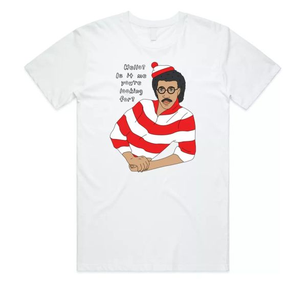 hello is it me you're looking for t-shirt graphic tee funny lionel richie 90's, White;black
hello is it me you're looking for t-shirt graphic tee funny lionel richie 90's, White;black