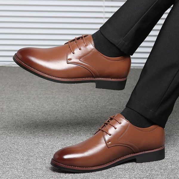 men's brand leather formal shoes lace up dress oxfords fashion retro elegant work footwear, Black
men's brand leather formal shoes lace up dress oxfords fashion retro elegant work footwear, Black