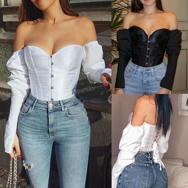 cloth white street style womens blouses vintage long sleeve black slim casual corset off shoulder top
cloth white street style womens blouses vintage long sleeve black slim casual corset off shoulder top