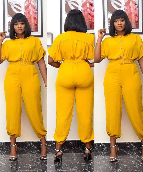 women jumpsuit high waist button up short sleeves casual fashion red yellow green female african ladies trending playsuits 210416, Black;white
women jumpsuit high waist button up short sleeves casual fashion red yellow green female african ladies trending playsuits 210416, Black;white