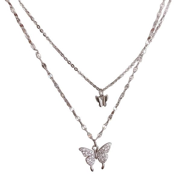 women double layer necklace retro rhinestone butterfly choker clavicle chain sweet pendant chokers, Golden;silver
women double layer necklace retro rhinestone butterfly choker clavicle chain sweet pendant chokers, Golden;silver