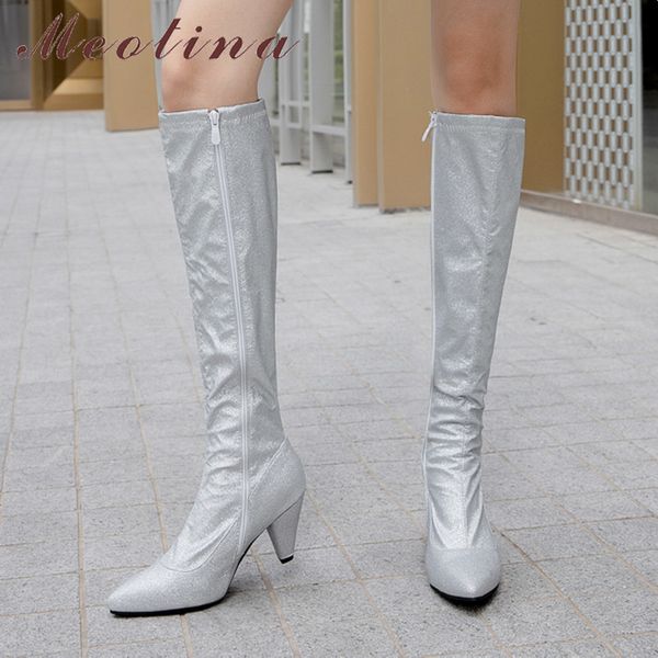 meotina knee-high boots women shoes pointed toe spike heels long boots zip high heel boots lady winter silver black size 33-46 210520
meotina knee-high boots women shoes pointed toe spike heels long boots zip high heel boots lady winter silver black size 33-46 210520