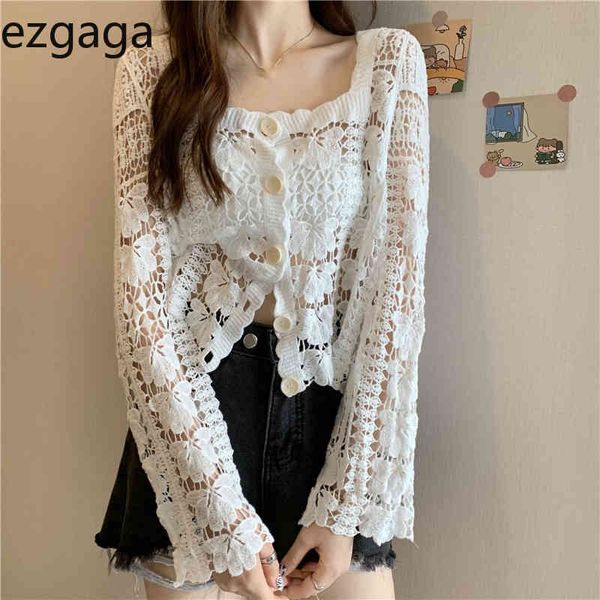 ezgaga square collar hollow out blouse women long sleeve korean fashion hook flower thin loose chic shirts button crop 210430, White
ezgaga square collar hollow out blouse women long sleeve korean fashion hook flower thin loose chic shirts button crop 210430, White