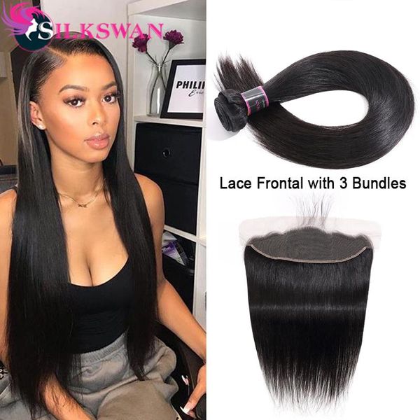 human hair bulks silkswan brazilian straight bundles with frontal pre plucked closure natural color remy weave, Black
human hair bulks silkswan brazilian straight bundles with frontal pre plucked closure natural color remy weave, Black