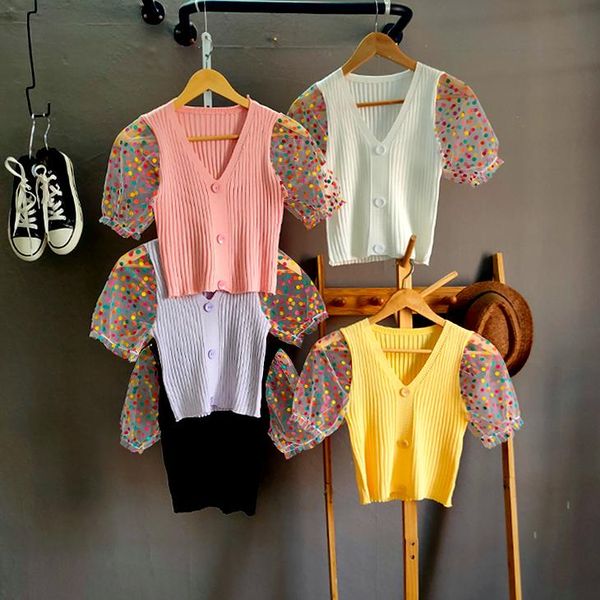 fashion women colored dots mesh breathable tee sheer see-through short puff sleeve t-shirts women's t-shirt, White
fashion women colored dots mesh breathable tee sheer see-through short puff sleeve t-shirts women's t-shirt, White