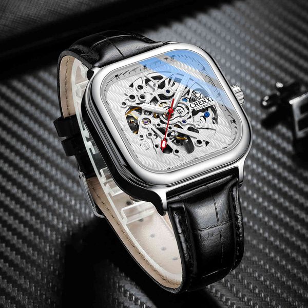2021 new automatic mechanical movement watches chenxi brand leather chronograph waterproof classic style for business men, Slivery;brown
2021 new automatic mechanical movement watches chenxi brand leather chronograph waterproof classic style for business men, Slivery;brown