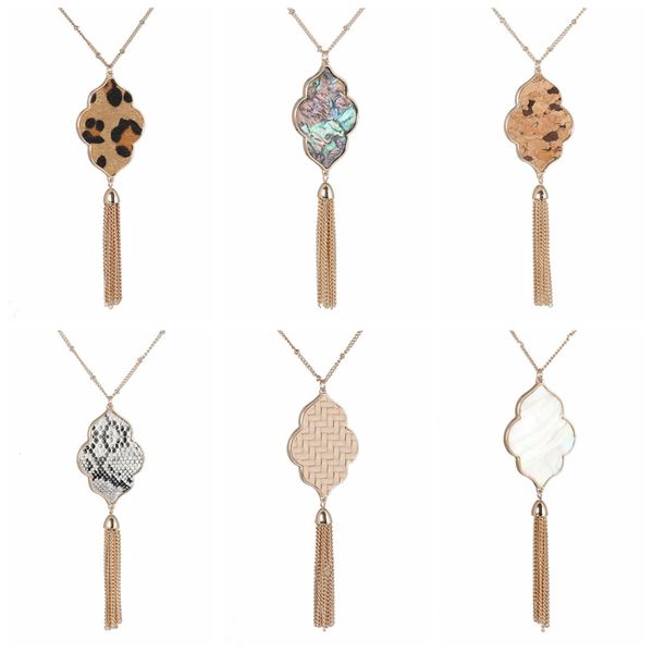 lucky handmade leather shell leopard print pendant long chain sweater necklace with metal tassel, Silver
lucky handmade leather shell leopard print pendant long chain sweater necklace with metal tassel, Silver
