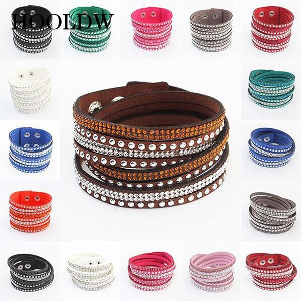 charm bracelets hooldw fashion jewelry leather wrap bracelet bangle crystal rhinestone wristband punk for women drop, Golden;silver
charm bracelets hooldw fashion jewelry leather wrap bracelet bangle crystal rhinestone wristband punk for women drop, Golden;silver