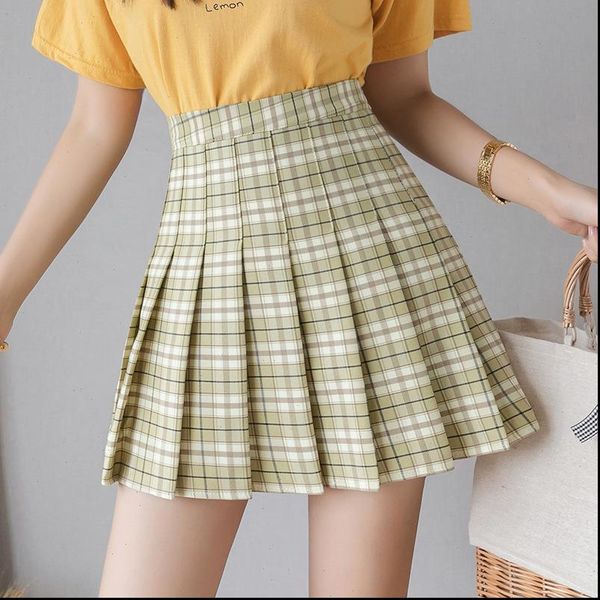 summer womens skirt women skirts korean high waist plaid mini school girls cute pleated with, Black 
summer womens skirt women skirts korean high waist plaid mini school girls cute pleated with, Black