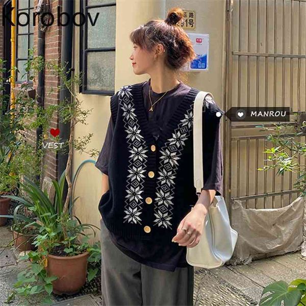 korobov new arrival korean v neck sleeveless sweaters vintage harajuku streetwear knitwear embroidery flower cardigans 210430, White
korobov new arrival korean v neck sleeveless sweaters vintage harajuku streetwear knitwear embroidery flower cardigans 210430, White