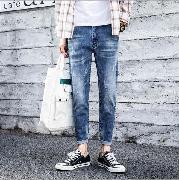 spring leisure feet slim men's jeans ljn082 straight foot small student trousers men jean nice gift give you, Blue
spring leisure feet slim men's jeans ljn082 straight foot small student trousers men jean nice gift give you, Blue
