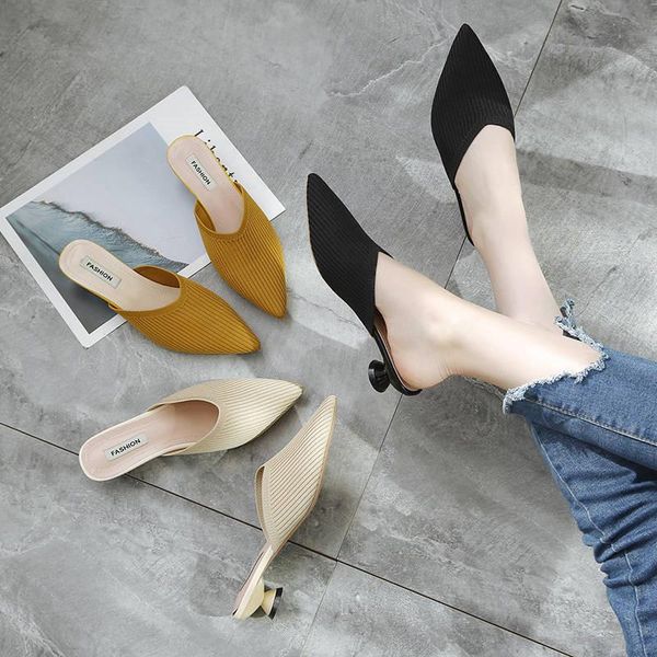 knitted elastic mesh slippers women 2021 summer shoes fashion pointed toe slides spike heels beige mules female, Black
knitted elastic mesh slippers women 2021 summer shoes fashion pointed toe slides spike heels beige mules female, Black