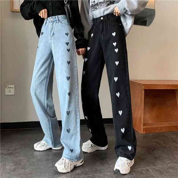 women's wide leg jeans fashion embroidery love pants high waist stright female spring summer long trousers jeans 210524, Blue
women's wide leg jeans fashion embroidery love pants high waist stright female spring summer long trousers jeans 210524, Blue