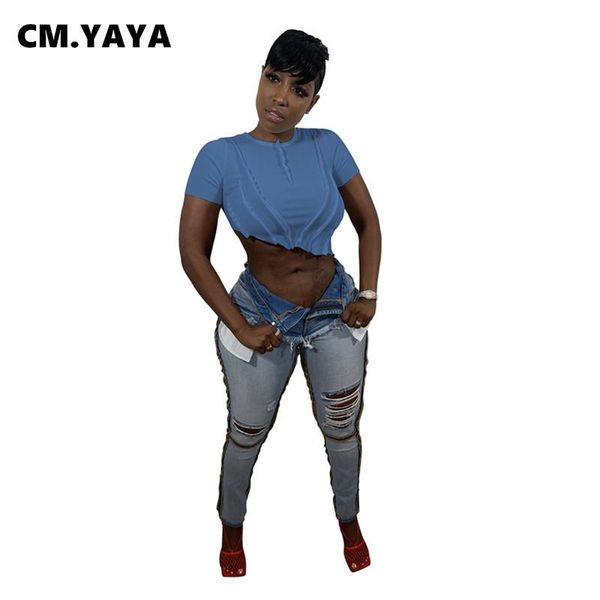 women's t-shirt cm.yaya women solid short sleeve o-neck asymmetrical sheath elastic crop tees casual fashion t-shirts summer, White
women's t-shirt cm.yaya women solid short sleeve o-neck asymmetrical sheath elastic crop tees casual fashion t-shirts summer, White