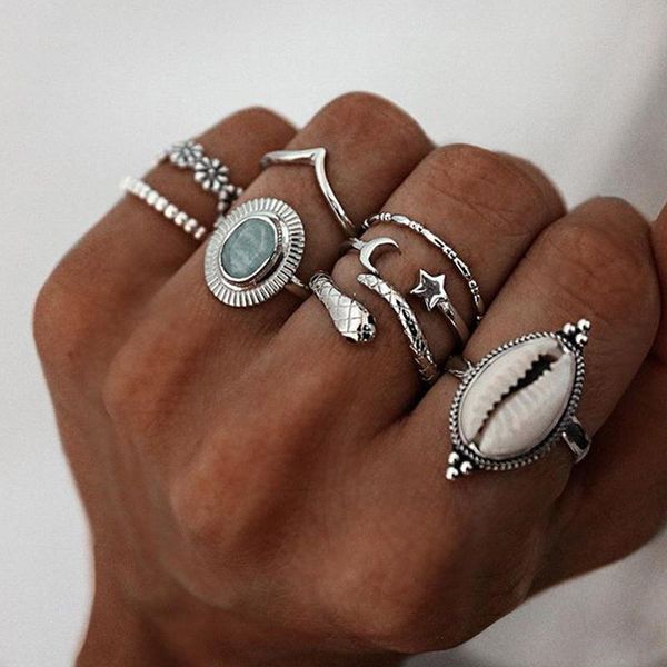 pcs/set women retro rings set silver color snake star moon shell open joint ring ladies beach jewelry gift cluster, Golden;silver
pcs/set women retro rings set silver color snake star moon shell open joint ring ladies beach jewelry gift cluster, Golden;silver