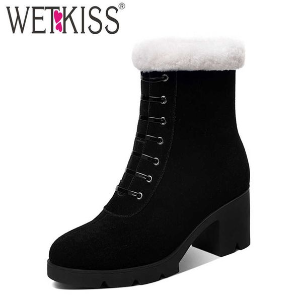 wetkiss cow suede snow boots women cross tied winter shoes woman round toe chunky heels ankle boots warm winter boot 210630, Black
wetkiss cow suede snow boots women cross tied winter shoes woman round toe chunky heels ankle boots warm winter boot 210630, Black