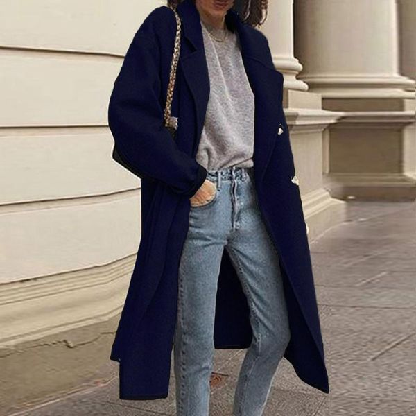 women's wool & blends winter faux thin coat trench jacket ladies windbreaker turn-down collar slim long overcoat outwear female, Black
women's wool & blends winter faux thin coat trench jacket ladies windbreaker turn-down collar slim long overcoat outwear female, Black