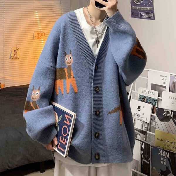 men's sweaters 2021 autumn oversize cardigan sweater men japanese korean clothes trend loose v-neck casual knitted mens, White;black
men's sweaters 2021 autumn oversize cardigan sweater men japanese korean clothes trend loose v-neck casual knitted mens, White;black