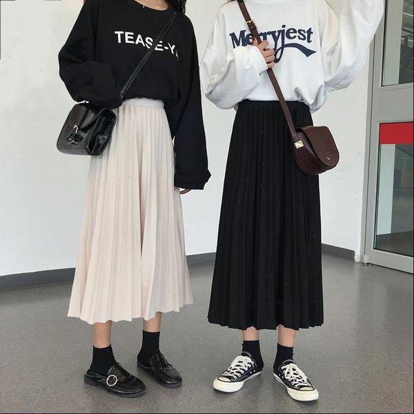 korean solid color pleated womens skirts women ins super fire female preppy style elastic waist a word, Black
korean solid color pleated womens skirts women ins super fire female preppy style elastic waist a word, Black