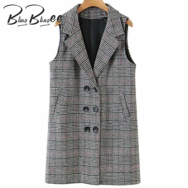 women's vests blingblingee autumn winter sleeveless double breasted women casual trench coat longline jacket vest female plaid gilets 2, Black;white
women's vests blingblingee autumn winter sleeveless double breasted women casual trench coat longline jacket vest female plaid gilets 2, Black;white
