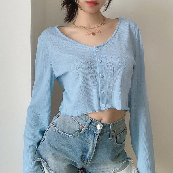 women's t-shirt long sleeve shirt women spring blue knitted thin cardigan breasted loose short sleeved sunscreen, White
women's t-shirt long sleeve shirt women spring blue knitted thin cardigan breasted loose short sleeved sunscreen, White