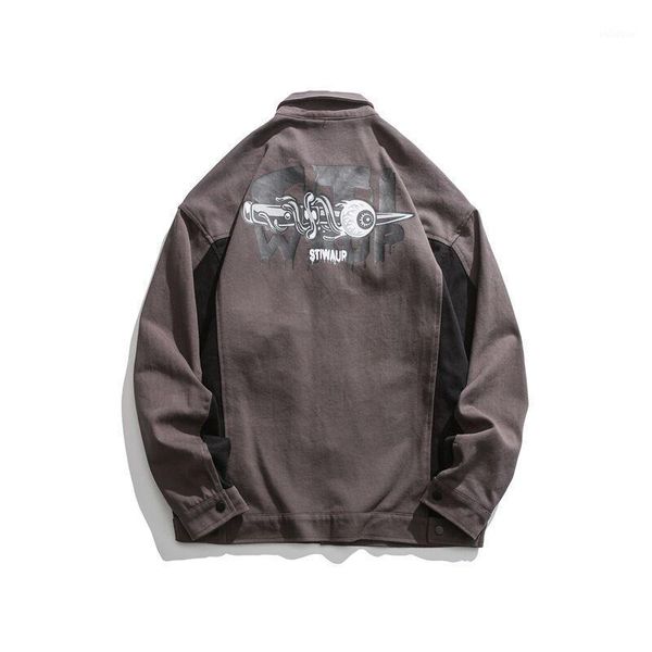 men's jackets harajuku fashion printed jacket stitching casual top, Black;brown
men's jackets harajuku fashion printed jacket stitching casual top, Black;brown