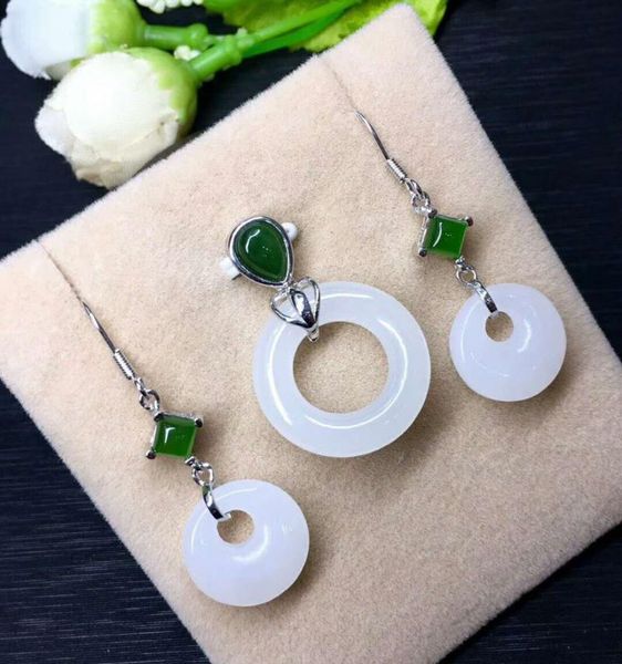 bracelet, earrings & necklace hetian baiyu silver inlay set white jade safety buckle two-piece h3#, Black
bracelet, earrings & necklace hetian baiyu silver inlay set white jade safety buckle two-piece h3#, Black