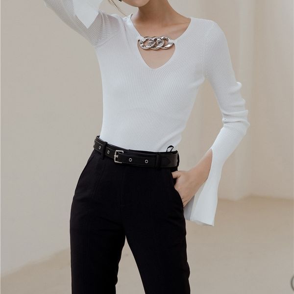 women's knits & tees fall woman sweaters white pullovers flare sleeve knitted ribbed v neck designer sweater women clothing f0
women's knits & tees fall woman sweaters white pullovers flare sleeve knitted ribbed v neck designer sweater women clothing f0