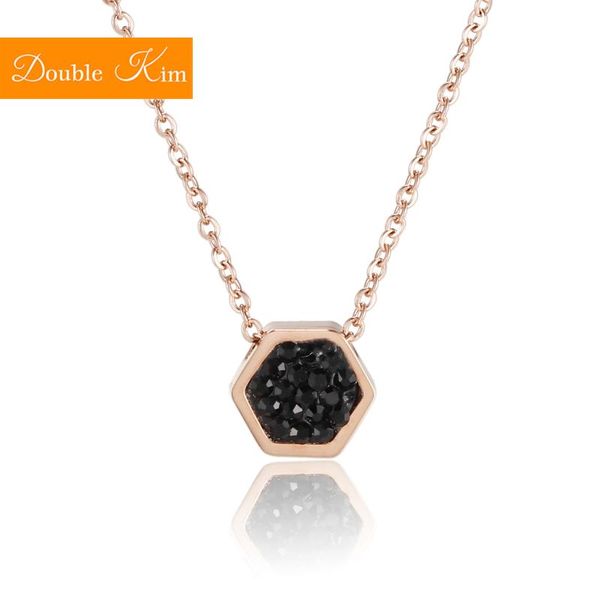 pendant necklaces hexagonal black drill necklace titanium stainless steel chain rose gold color inlaid zircon fashion women jewelry gift, Silver
pendant necklaces hexagonal black drill necklace titanium stainless steel chain rose gold color inlaid zircon fashion women jewelry gift, Silver