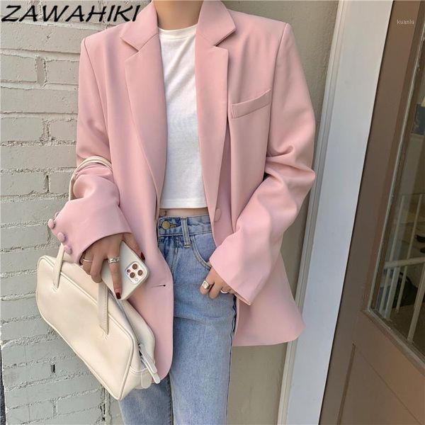 women's suits & blazers zawahiki blazer women solid single breasted autumn vintage offies ladies chaquetas korean sweet 2021 femme fas, White;black
women's suits & blazers zawahiki blazer women solid single breasted autumn vintage offies ladies chaquetas korean sweet 2021 femme fas, White;black