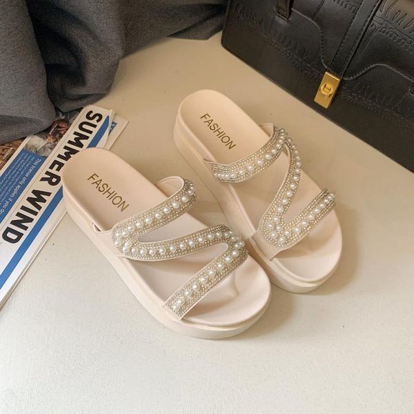 women's fashion pearl slippers genuine leather summer shoes woman sandals female slides solid women flip flops outside, Black
women's fashion pearl slippers genuine leather summer shoes woman sandals female slides solid women flip flops outside, Black