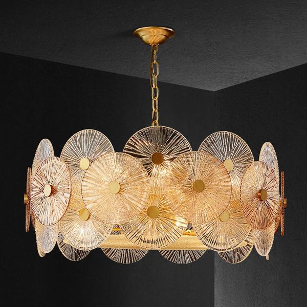 pendant lamps post modern round metal led lights glass sheet chain hanging lamp luxury living room droplight lustre gold lamparas
pendant lamps post modern round metal led lights glass sheet chain hanging lamp luxury living room droplight lustre gold lamparas