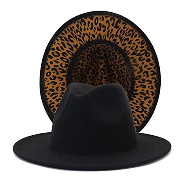 wide brim hats classic wide-brim felt fedora hat cold weather panama black leopard patchwork jazz for women, Blue;gray
wide brim hats classic wide-brim felt fedora hat cold weather panama black leopard patchwork jazz for women, Blue;gray