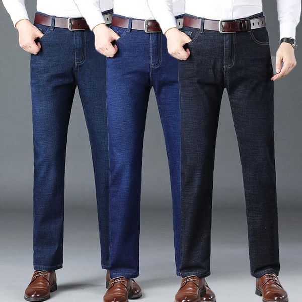 men's jeans 2021 autumn and winter thick loose straight business casual middle-aged elderly elastic long pants, Blue
men's jeans 2021 autumn and winter thick loose straight business casual middle-aged elderly elastic long pants, Blue