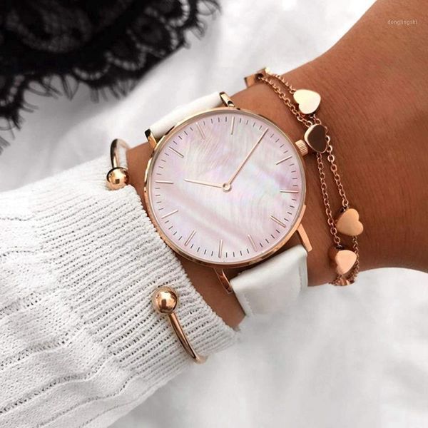 wristwatches fashion shell dial watches women leather bracelet rose gold ladies quartz dress clock, Slivery;brown
wristwatches fashion shell dial watches women leather bracelet rose gold ladies quartz dress clock, Slivery;brown