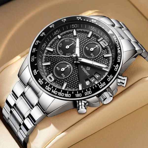 wristwatches sports watch men's luxury chronograph leather strap steel belt fashion quartz clock waterproof luminous, Slivery;brown
wristwatches sports watch men's luxury chronograph leather strap steel belt fashion quartz clock waterproof luminous, Slivery;brown