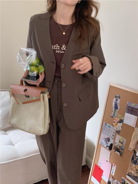 women's two piece pants 2021 autumn blazers pieces sets chic women retro straight suits work wear office lady outfits, White
women's two piece pants 2021 autumn blazers pieces sets chic women retro straight suits work wear office lady outfits, White