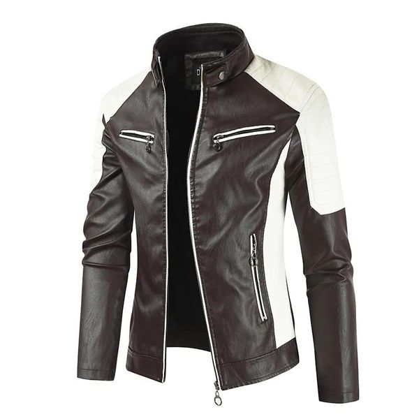 running jackets 2021 autumn men's street style motorcycle leather jacket hip hop punk riding clothes pu, Black;red
running jackets 2021 autumn men's street style motorcycle leather jacket hip hop punk riding clothes pu, Black;red